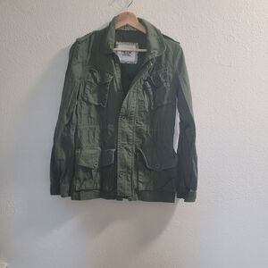 Kirra Basic Womens Size XS Dark Olive Green Full Zip Utility Jacket Pockets